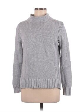 J. Crew Women's Light Gray Roll Neck Cotton Sweater Size M